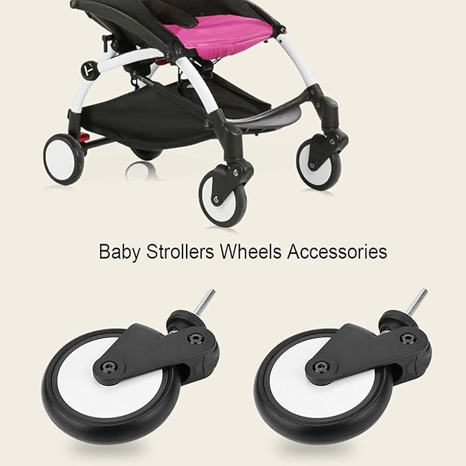 Yoyo Rubber Front Back Wheels Accessories Baby Strollers Rubber Wheels, Replacement Baby Strollers for Yoya Vovo Kids Carriage with Tools (A Pair of Front Wheels)