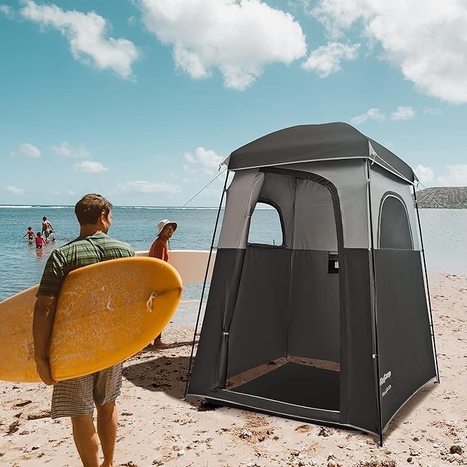 KingCamp Shower Tent for Camping Extra Wide Outdoor Shower Tent With Shower Bag Privacy Tent for Portable Toilet/Bathroom/Dressing Changing Room with Carry Bag, Black