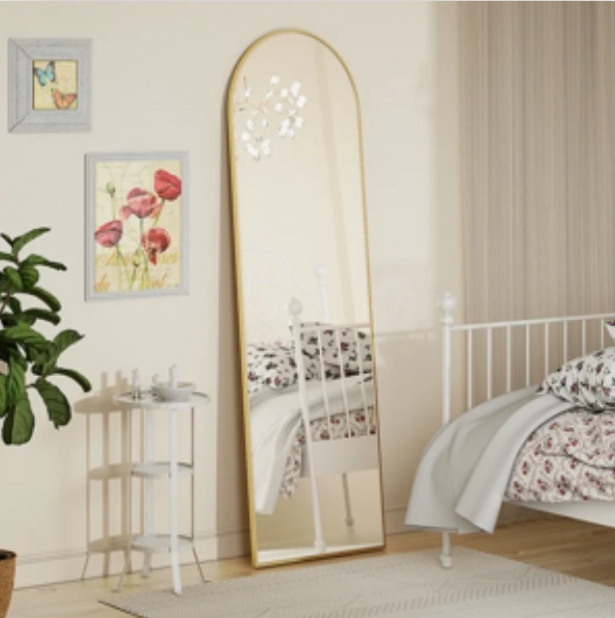 BEAUTYPEAK 59"x 16" Full Length Mirror Arched Standing Floor Mirror Full Body Mirror,Gold