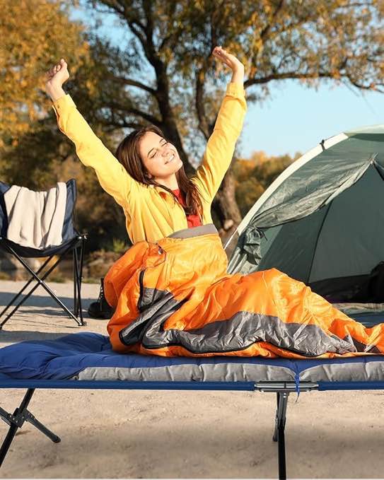 Camping Cots for Adults: Easy-to-Assemble Camping Bed with Cmfortable Mattress & Side Bags Support 330lbs - Cot Bed for Camping, Lounging, & Elevated Sleeping, Size 78.3"x28.7"x14.6"