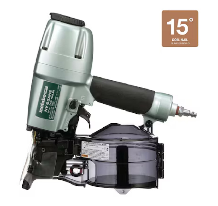 Metabo HPT Coil Siding Nailer  1-1/2 inch to 2-1/2 inch Siding Nails  Side load  Tilt Bottom Magazine (NV65AH2)
