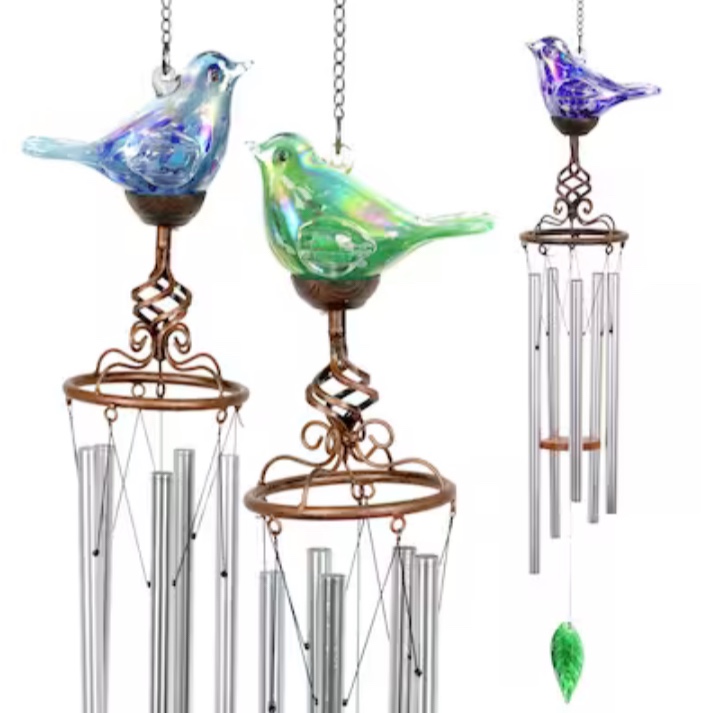 Exhart Solar Powered Wind Chime Lights Up At Night Green