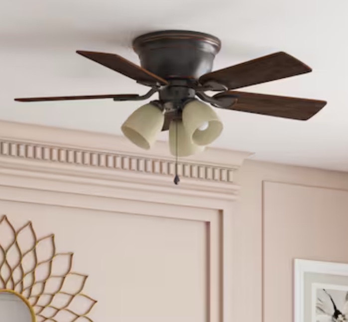 Harbor Breeze Centreville 42-in Oil-Rubbed Bronze with Auburn/Mink Blades LED Indoor Flush Mount