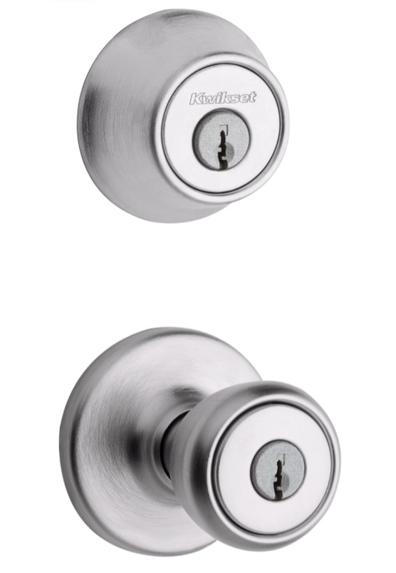 Kwikset 690 Tylo Keyed Entry Knob And Sgl Cyl Deadbolt Combo Pack in SC