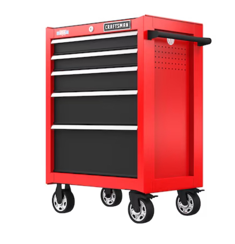 CRAFTSMAN 2000 Series 26-in W x 36.5-in H 5-Drawer Steel Rolling Tool Cabinet (Red)