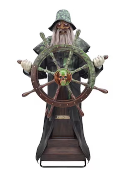 Haunted Living 6-ft Haunted Harbor Talking LED Steering Captain Animatronic