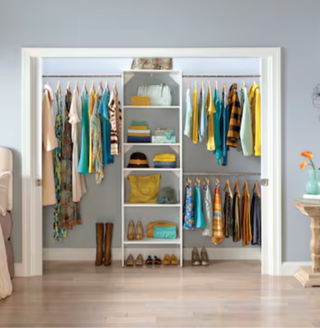 ClosetMaid BrightWood 5-ft to 10-ft W x 6.85-ft H White Solid Shelving Wood Closet System