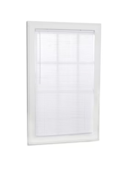 Project Source Light Filtering 1-in Slat Width 35-in x 72-in Cordless White Vinyl Light Filtering Mini-blinds