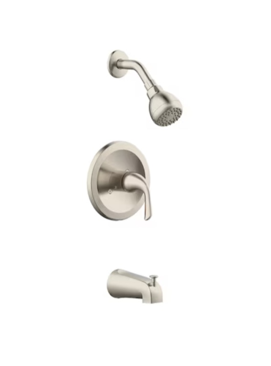 Project Source Dover Brushed Nickel 1-handle Single Function 2.75-in Round Bathtub and Shower Faucet