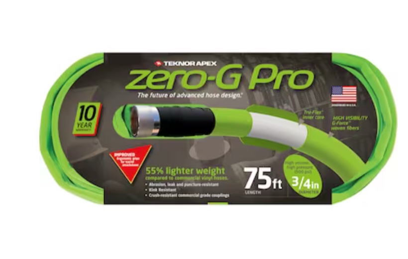Zero-G Pro Teknor Apex 3/4-in x 75-ft Contractor-Duty Kink Free Woven Green Coiled Hose