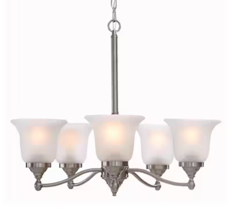 Project Source Roseall 5-Light Brushed Nickel Traditional Chandelier