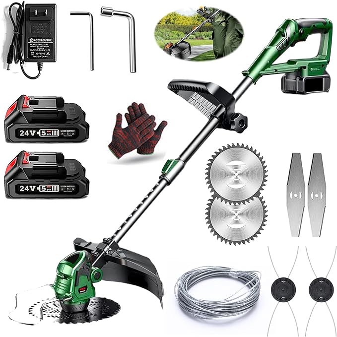 Mangiarbo elettrico a batteria, tagliabordi con display di potenza residua, tagliabordi elettrico regolabile per giardino e cortile