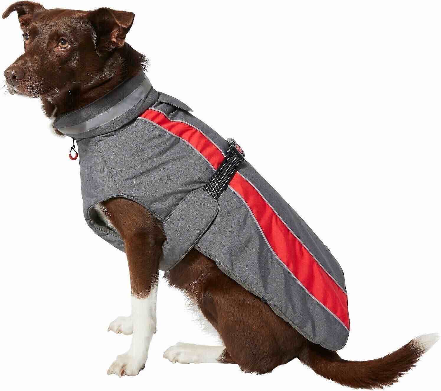KONG Outerwear HIGH-VIS Dog Jacket/Wrap Coat S 14-17" Grey/Red 