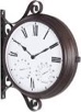Bestime Three-in-one Double Sided Wall Clock Wrought Iron, Metal, Quiet, Easy Read Two Faces Retro Station Clock Antique Hanging Clocks for Garden Home Décor Indoor Outdoor Wall Decoration