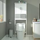Top Rated VEIKOUS 22.4 in. W x 67 in. H x 7.4 in. D White Bathroom Over-the-Toilet Storage Cabinet Organizer with Doors and Shelves