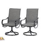 PHI VILLA Black Swivel Textilene Metal Patio Outdoor Dining Chair (2-Pack)