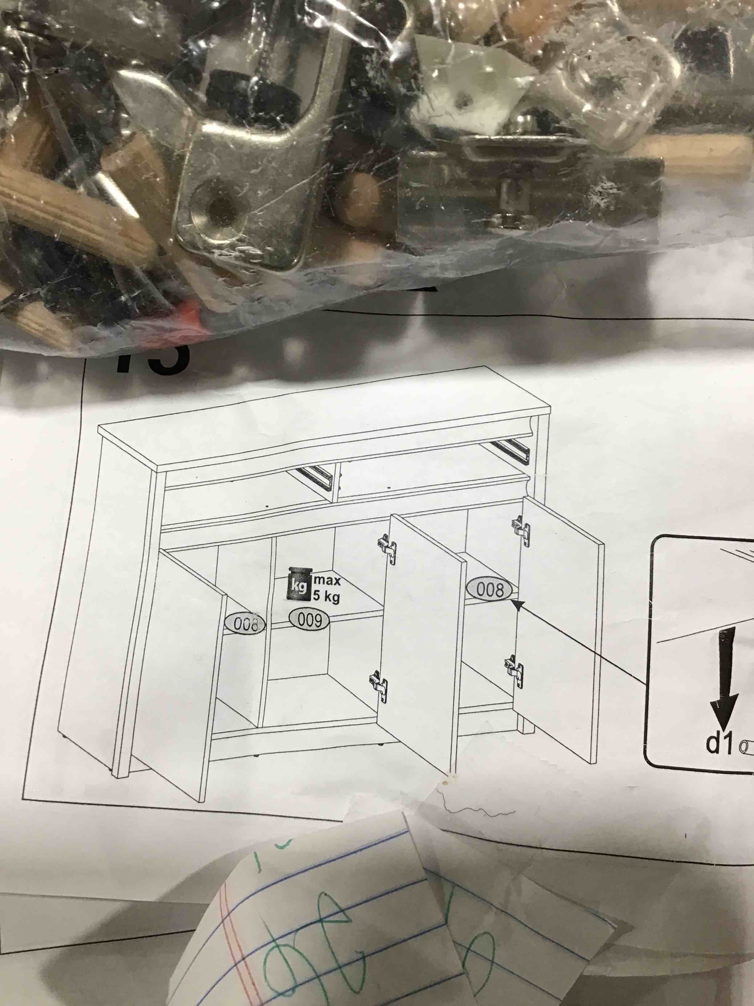 white cabinet with drawers, 3x4 ft 1ft thick, open box