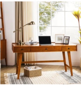 Adakras Mid-century Modern 60" Computer Desk with Cable Management & Charging Station