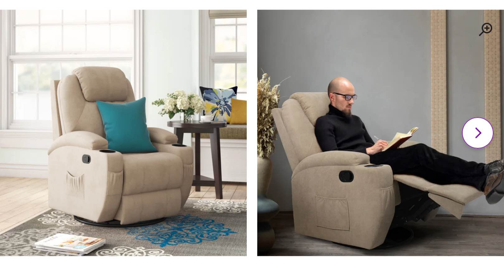 Reclining Heated Massage Chair with Swivel and Rocking Function