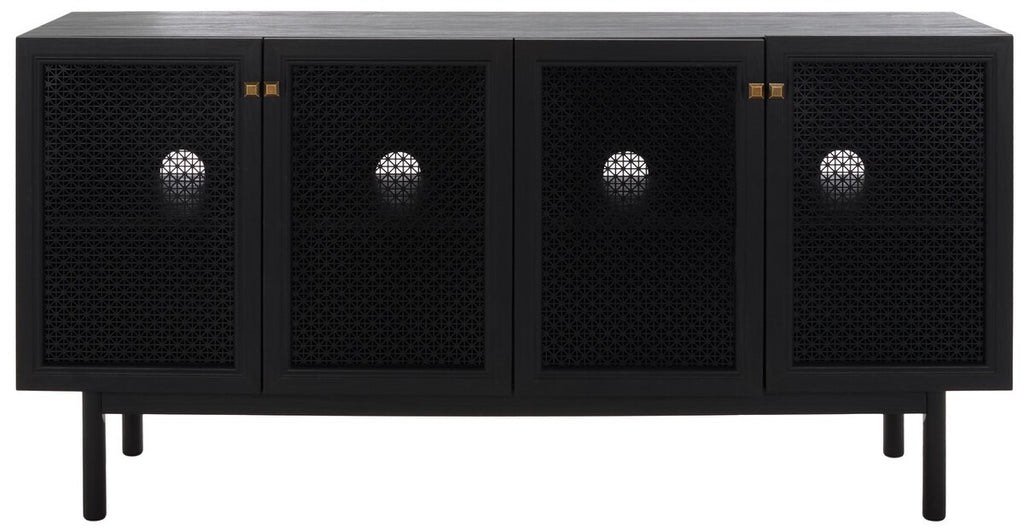 Piran 4 Door 2 Shelf Media Stand - Black