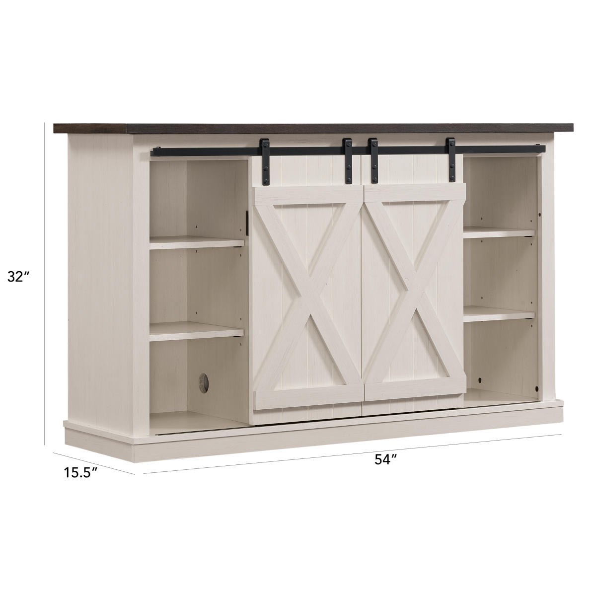 Cottonwood Two-Tone TV Stand For TVs Up To 60 Inches, Old Wood White / Canyon Lake Pine