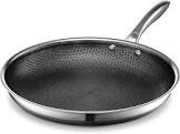 HexClad Hybrid Nonstick Frying Pan, 12-Inch, Stay-Cool Handle, Dishwasher and Oven Safe, Induction Ready, Compatible with All Cooktops