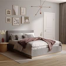 ( incomplete, box 2 of 2 ) Drago Porter Queen Bed Natural Grey Sidrail/ Slats/ Footboard
