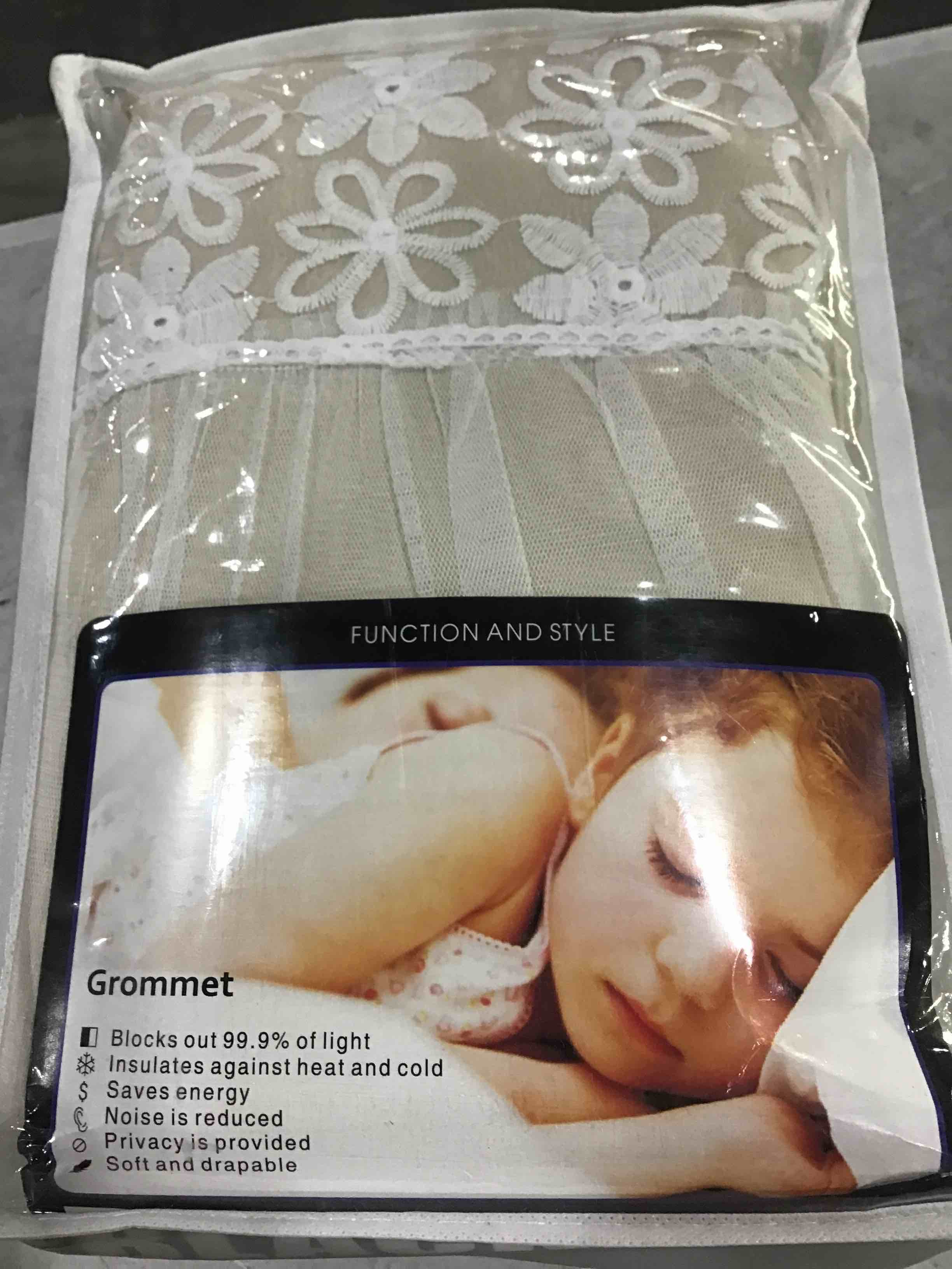 BLACK OUT GROMMET BEIGE CURTAINS 
