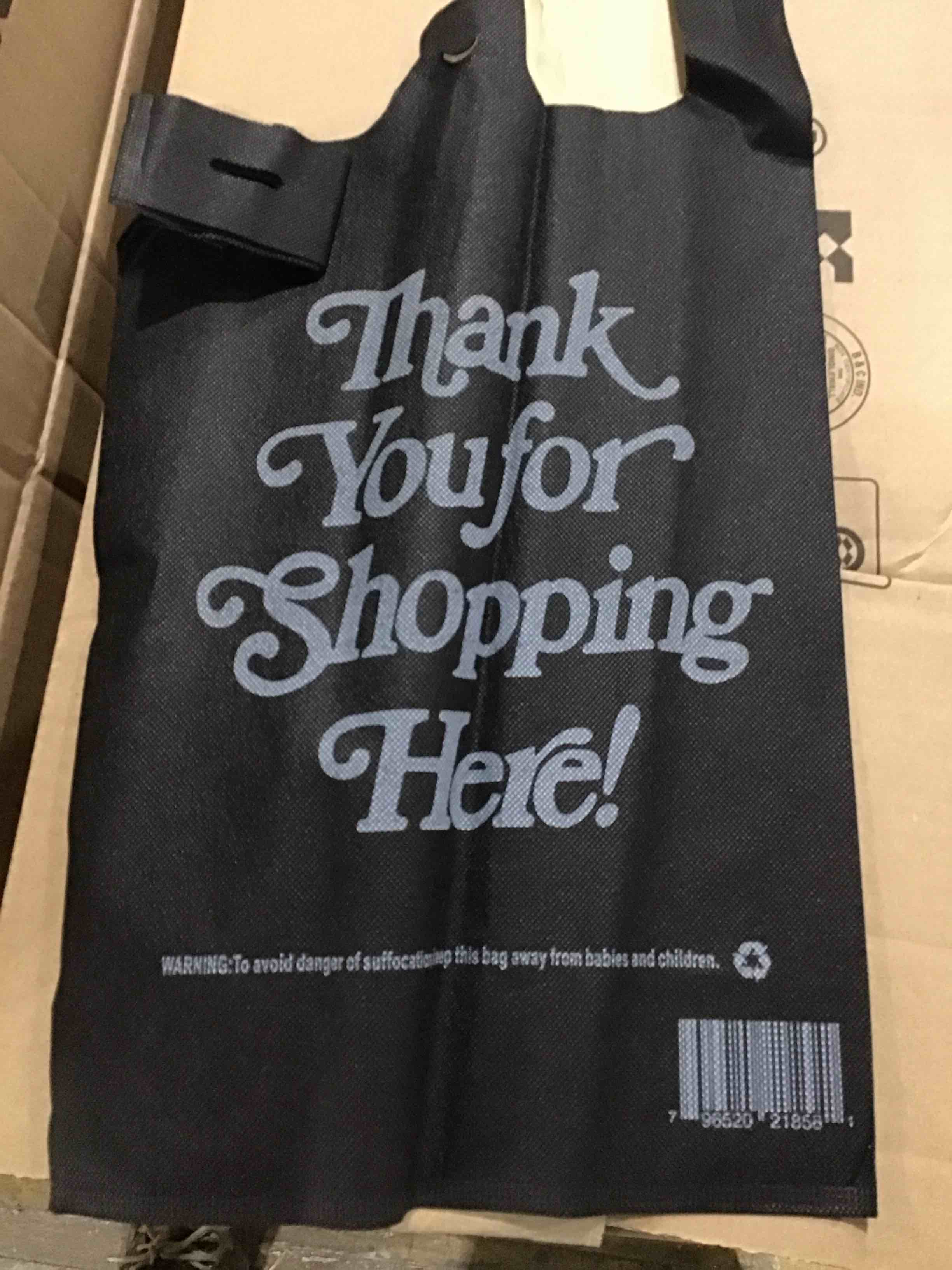 CASE OF 500 BLACK THANK YOU SHOPPING BAGS 
