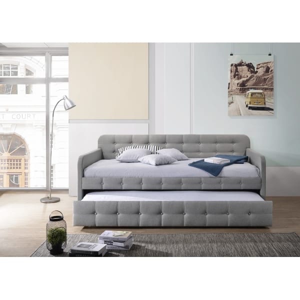 Fulham Upholstered Daybed with Trundle Warm Gray