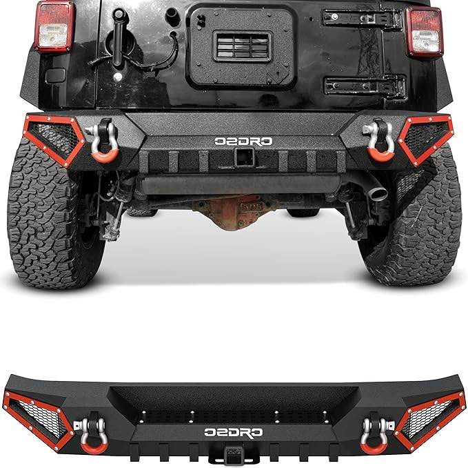 OEDRO Off Road Rear Bumper Combo Compatible with 2007-2018 Jeep Wrangler JK & JKU Unlimited (2/4 Doors) OETEWB-0015