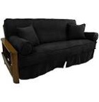 Blazing Needles Solid Microsuede Double Corded 8" to 9" Futon Cover, Full, Black