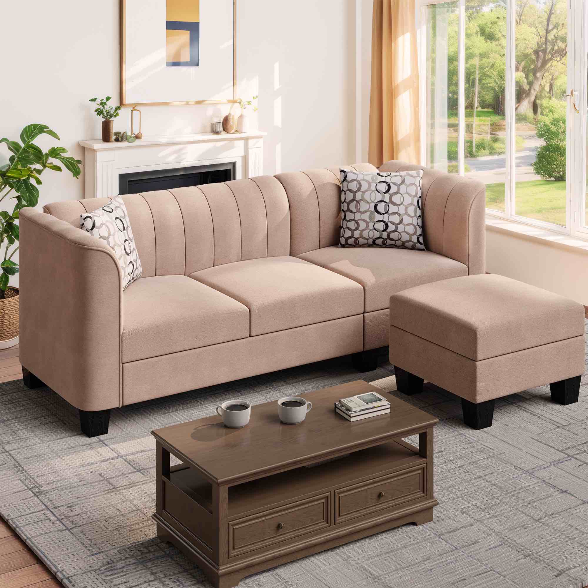 US65-2-NK Corner Sofa with Stool