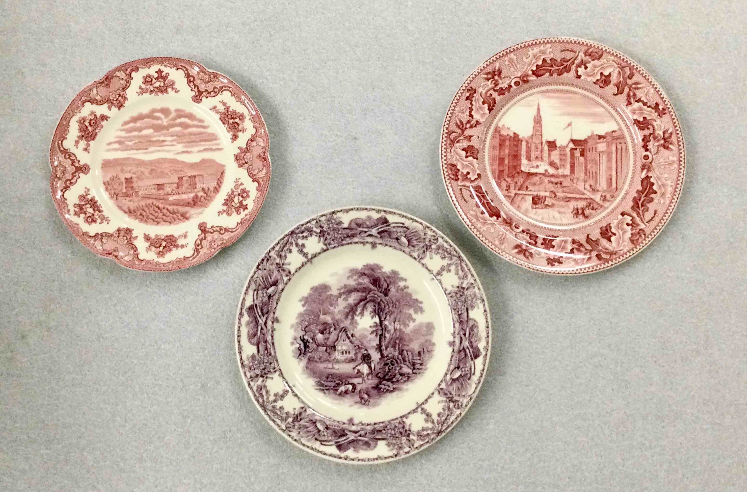 Set Of Three Antique Transferware Ironstone Plates circa Late 1800’s