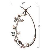 Berry Spray With Verdigris Leaves Teardrop Metal Wreath