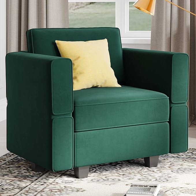 Belffin Velvet Modular Sectional Arm Chair Accent Chair(Stock Photo Differs)