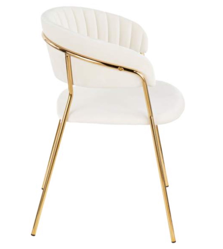 Tania Gold Metal with White Velvet Armchair