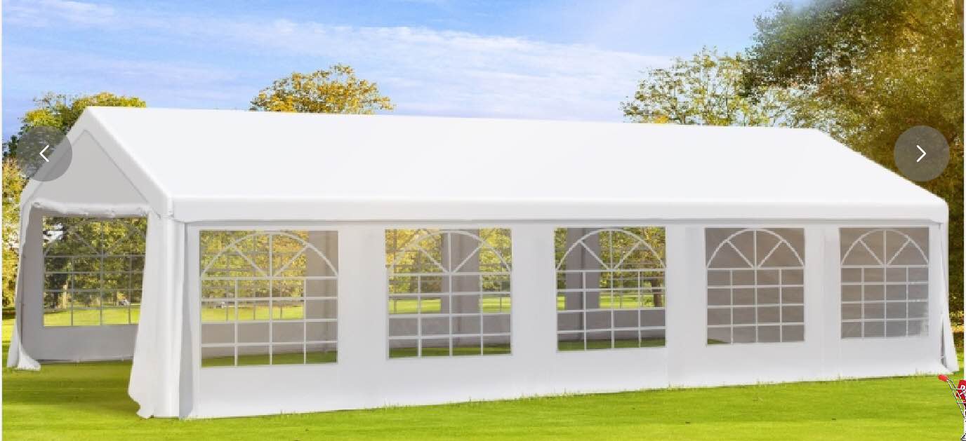 Outsunny 20' x 32' Heavy Duty Party Tent & Carport with Removable Sidewalls and Double Doors, Large Canopy Tent, Sun Shade Shelter, for Parties, Wedding, Outdoor Events, BBQ, White ( Incomplete 4 Boxes Only boxes 2/3/5/6 )