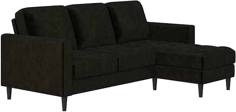 CosmoLiving by Cosmopolitan Cosmoliving Strummer Reversible Sectional Couch Sofa, Black