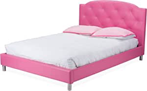 Baxton Studio BBT6440-Full-Pink Platform, Full, Pink.  incomplete only 1 box for pick 