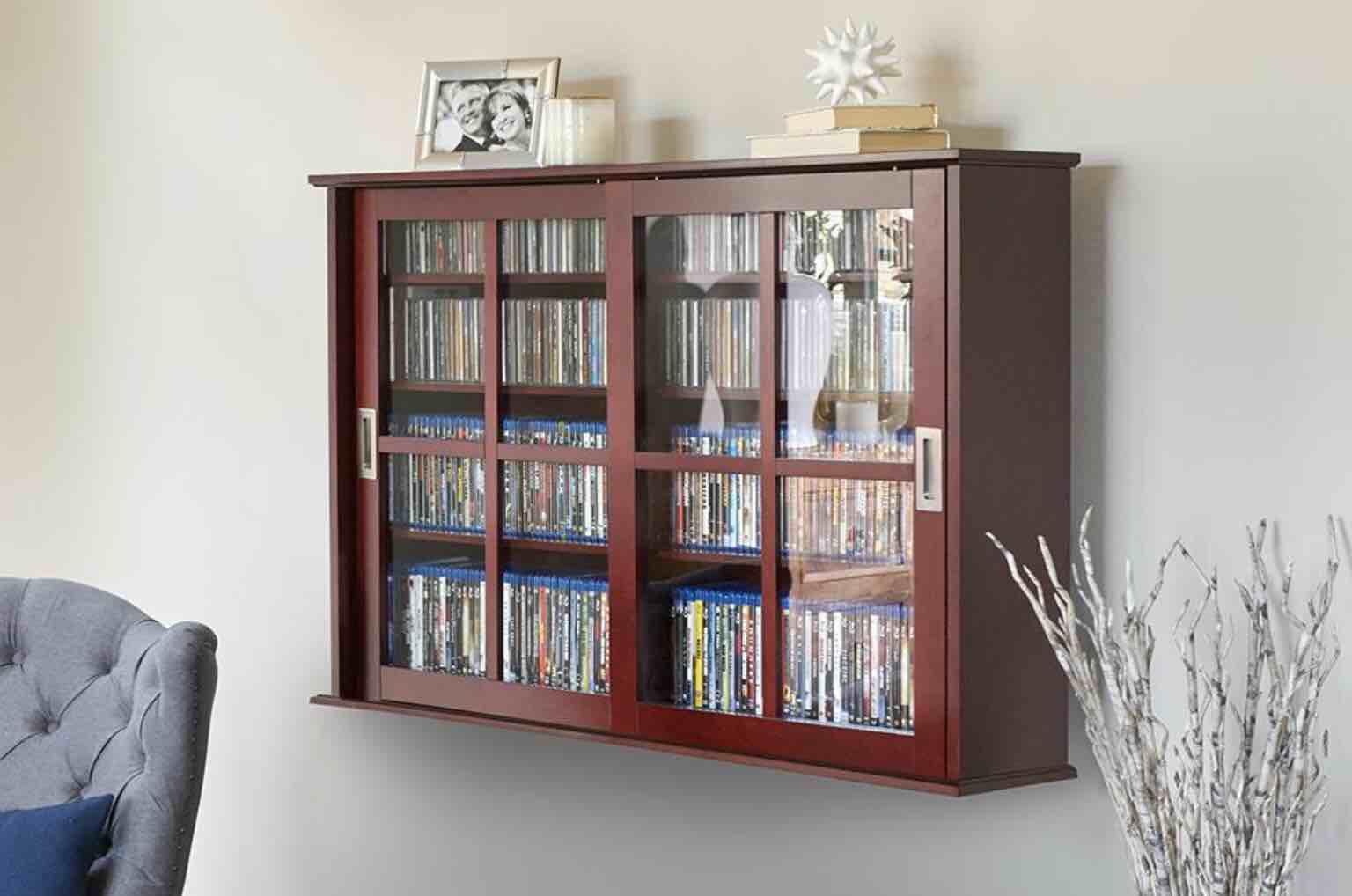 The Wall Mounted Aficionado's Sliding Door 525 CD/216 DVD Media Storage Library