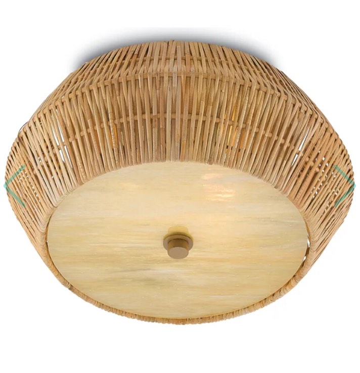 Currey and Company Antibes 2 Light 18-1/2" Wide Flush Mount Drum Ceiling Fixture with Art Glass 9999-0033