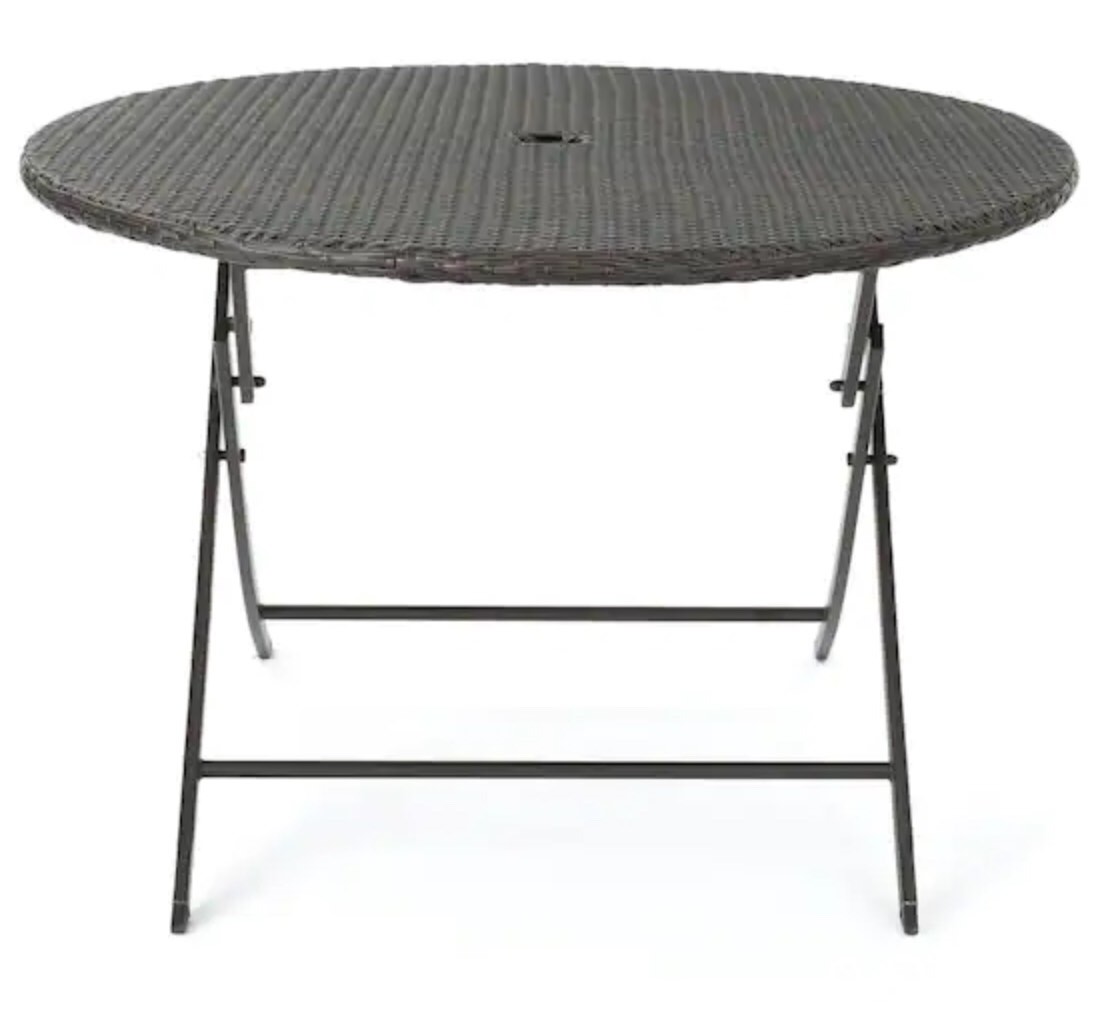 Dahlia Multibrown Circular Folding Plastic Outdoor Dining Table