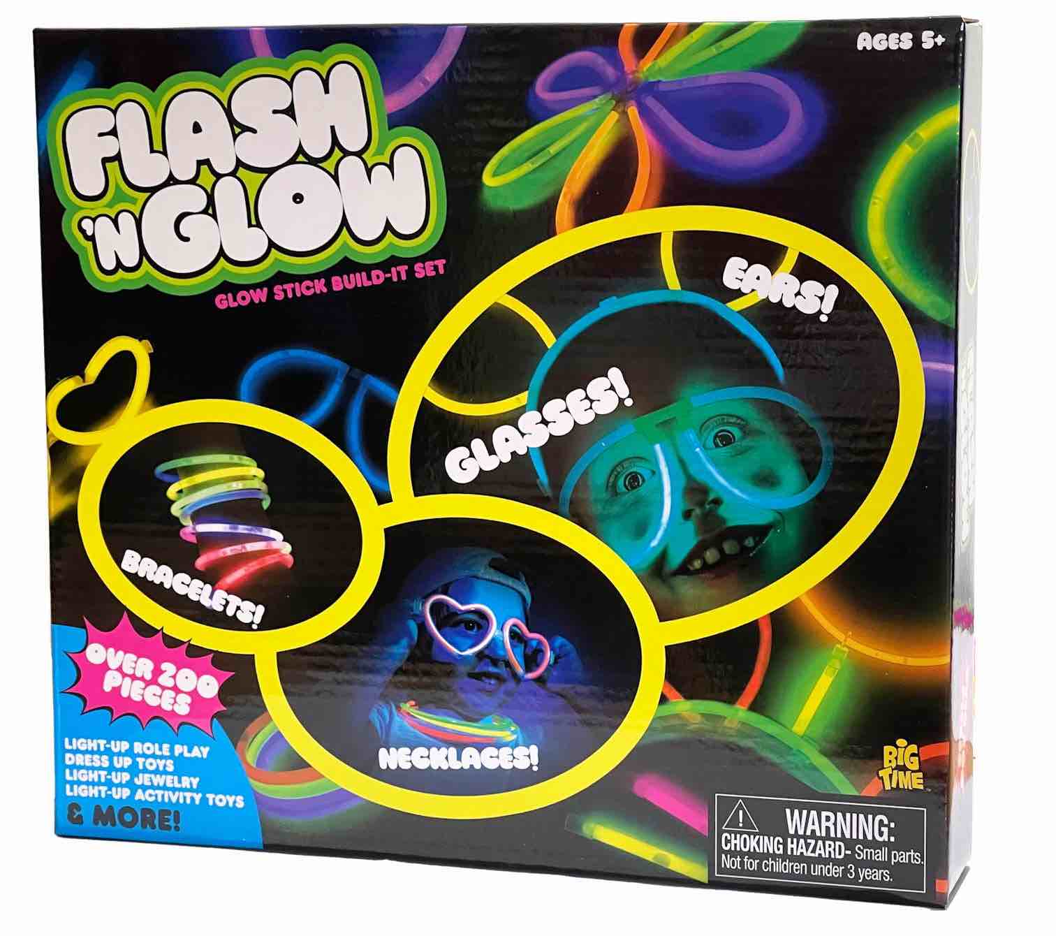 Big Time Toys Flash N Glow Over 200 Pieces Glow Sticks, Jewelry