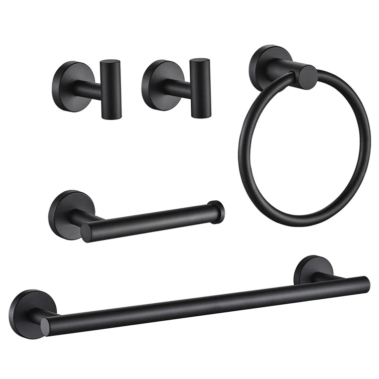 Black 5 - Piece Bathroom Hardware Set (Part number: WW0216B-5)