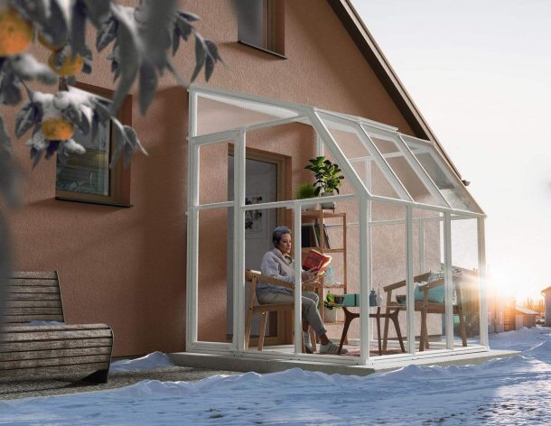Sunroom 6 ft. x 6 ft. Solarium Kit - White Structure & Hybrid Panels