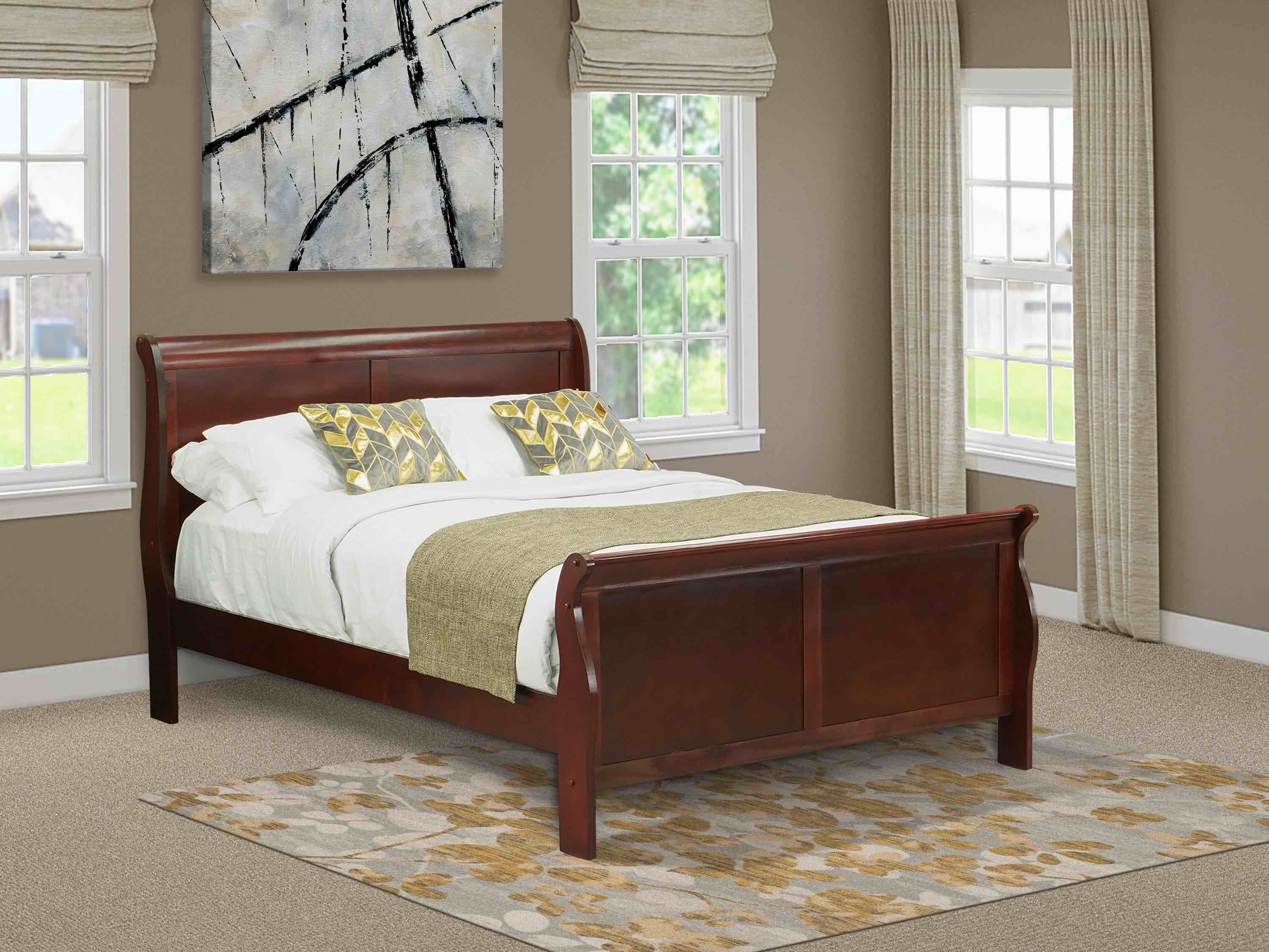 **INCOMPLETE** Louis Philippe Queen Size bed in Walnut Finish