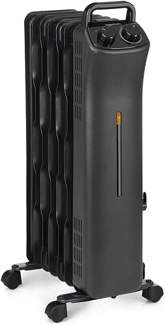Amazon Basics Portable Radiator Heater with 7 Wavy Fins, Manual Control, Black, 1500W