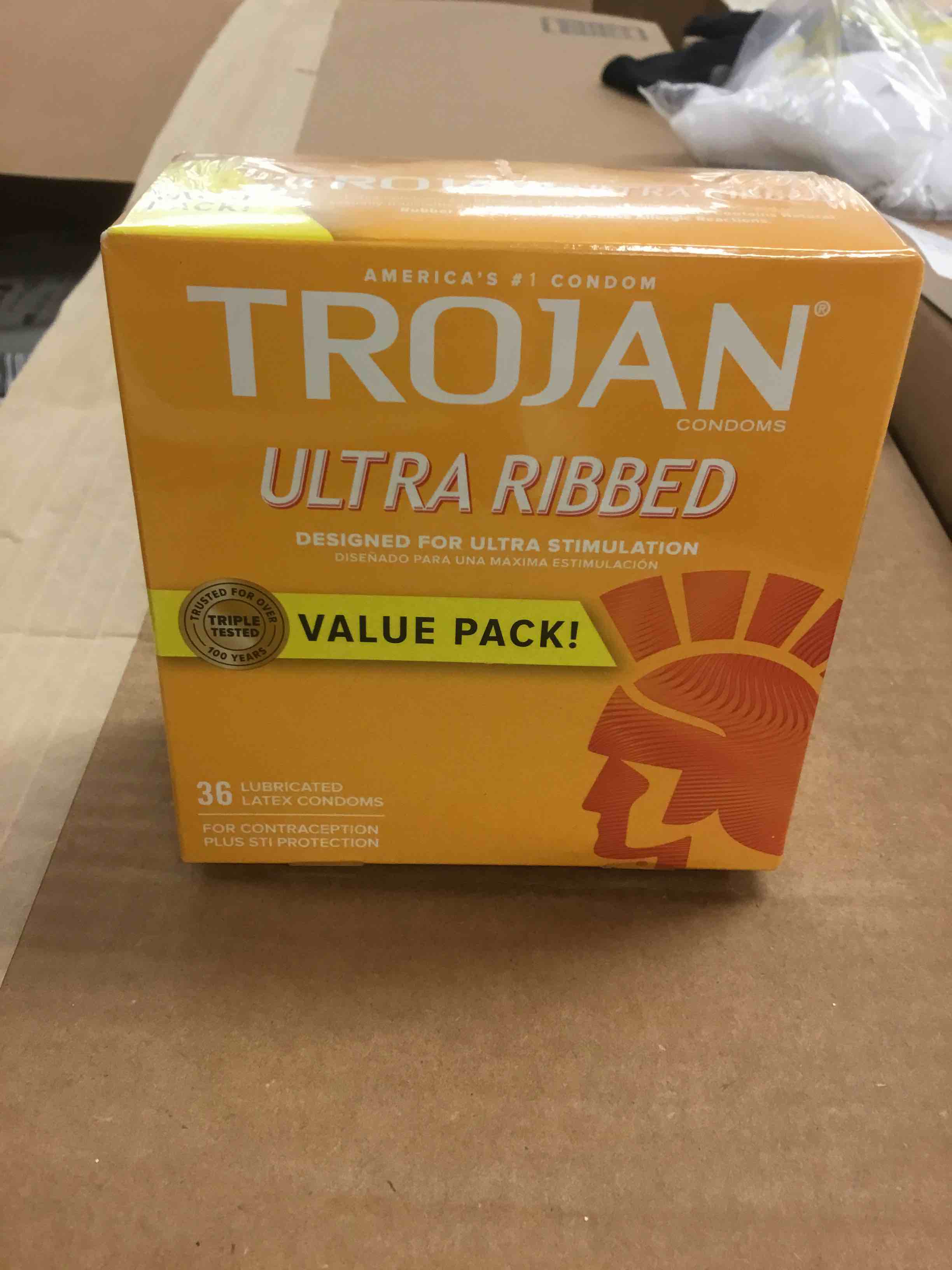 Ultra Ribbed Latex Condoms, Premium Lubricant, 36-Count Box
