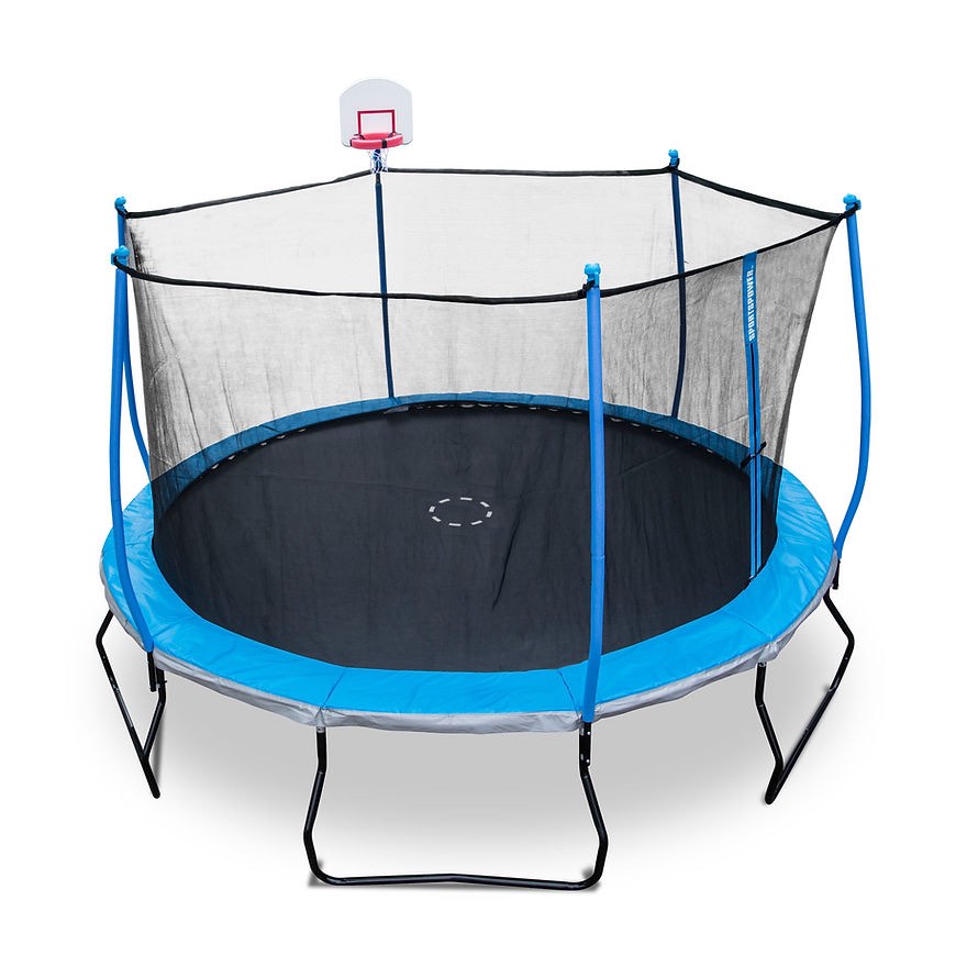 BouncePro 14FT Trampoline with Safety Enclosure and Basketball System